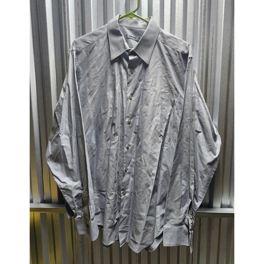 DKNY Slim Fit Natural Stretch Long Sleeve Men's Dress Shirt Size XL (17, 34/35)